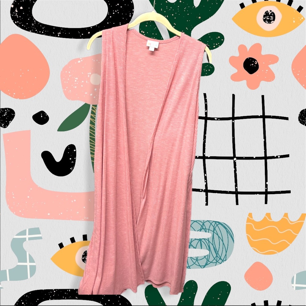 Ribbed Light Pink Open Duster Vest Lularoe Joy Vest Size S